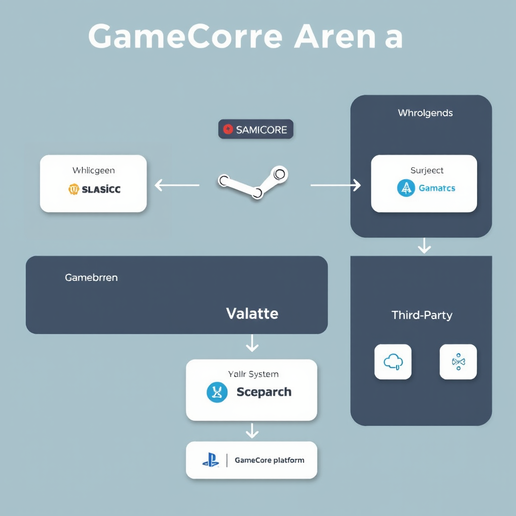 Technical architecture diagram showing Join Matches integration with Steam, Valve systems, and third-party gaming platforms